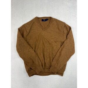 J.Crew Mens XL Merino Wool V-Neck Sweater Heather Brown Camel Knit 100304